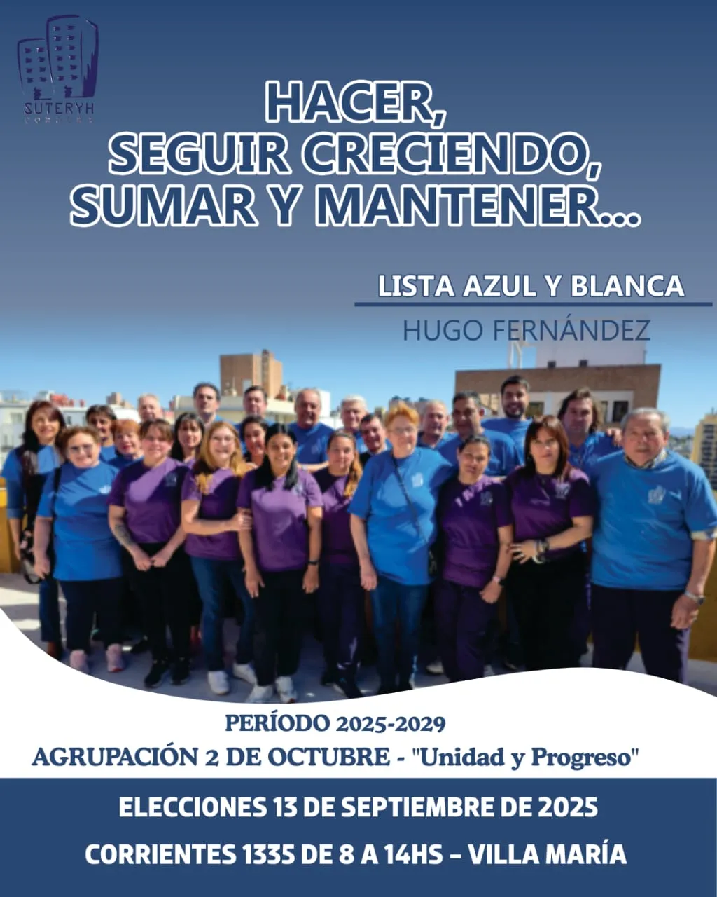 Este sábado, los encargados de edificios votan en Villa María