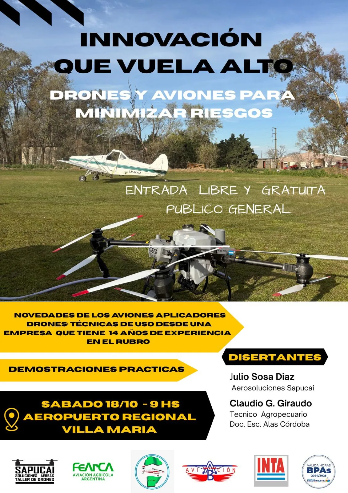 Innovación que vuela alto: drones y aviones para minimizar riesgos en el trabajo agropecuario