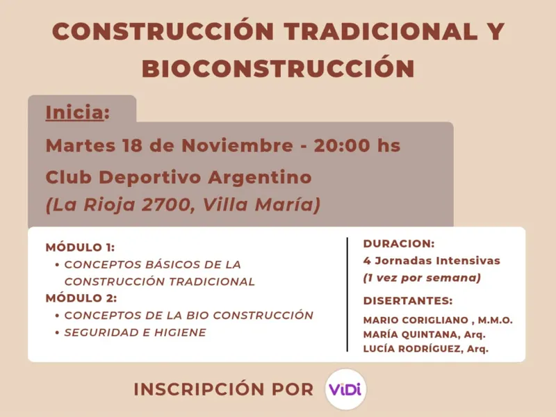 Villa María construye futuro con formación en oficios y bioconstrucción