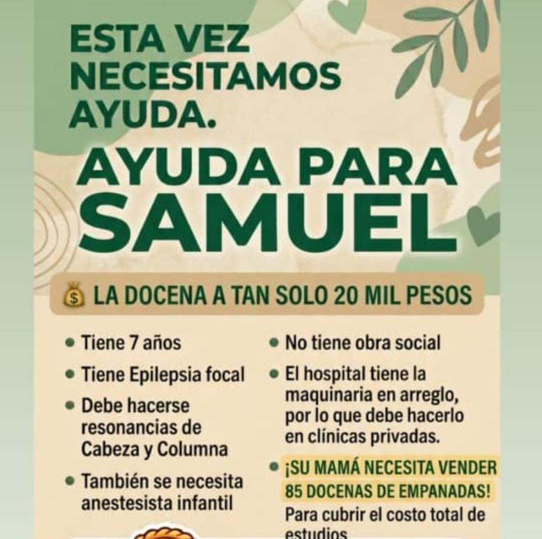Una madre impulsa una venta solidaria de empanadas para costear estudios médicos de su hijo