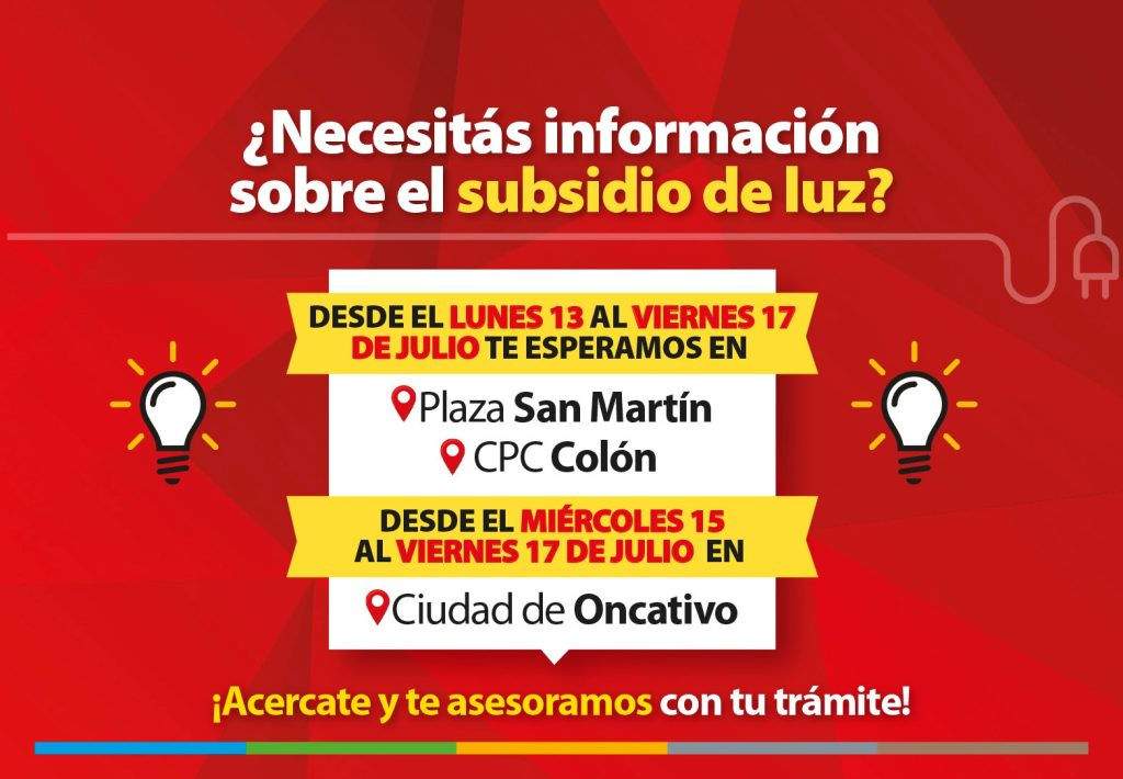 Subsidios de luz: ERSeP llega a CPC Colón y Oncativo con atención para los usuarios