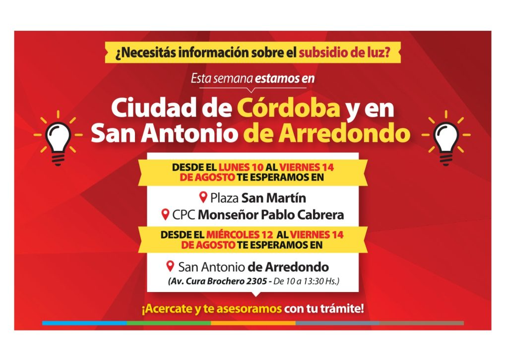 Subsidios de luz: ERSeP lleva atención a Monseñor Pablo Cabrera y San Antonio de Arredondo