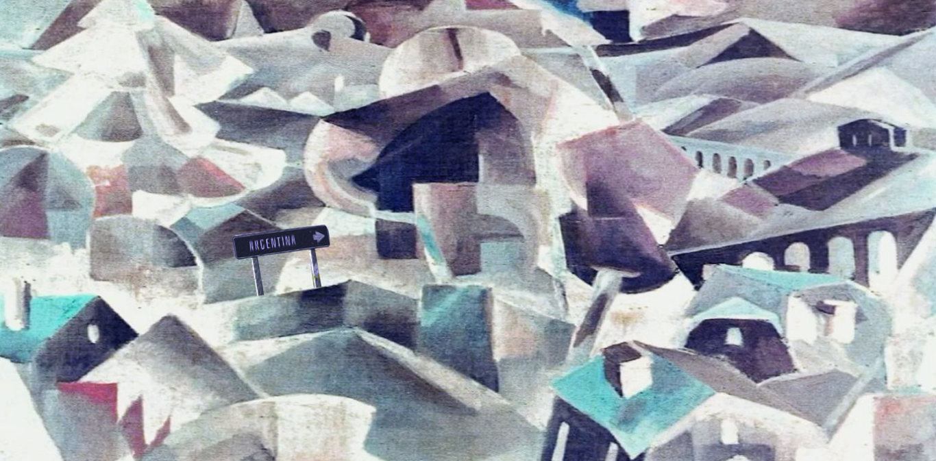 Ilustración: Alejandro Barbeito sobre Paysage de Albert Gleizes (1911) en la Cueva de la cuarentena (https://lacuevadelacuarentena.com.ar/ruben-ruedi/)